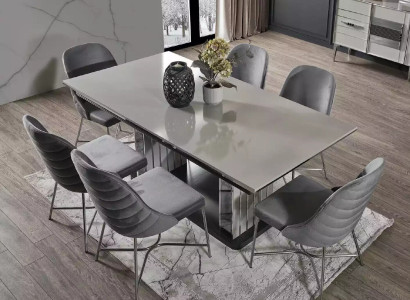 Graue Eszimmermöbel Esstisch Stühle Set Essgruppe Modernes Möbel